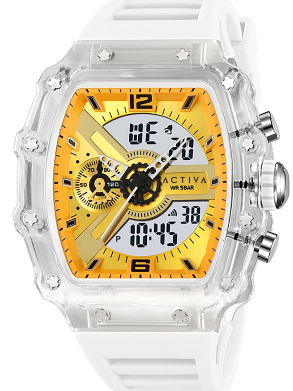 $179 Activa X Invicta Mens White Gold 44.3mm Anlog Digital Chronograph Watch NIB - Picture 2 of 11